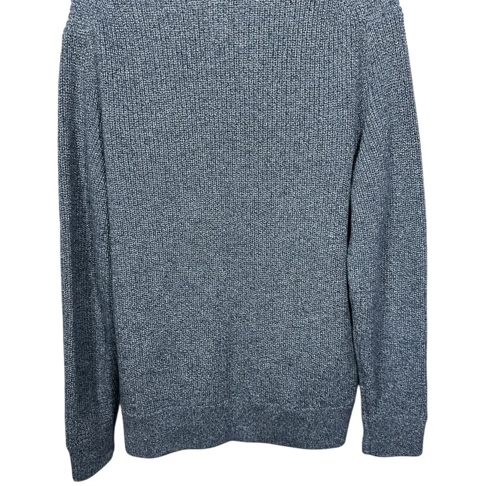 J.Crew Factory Mens Marled‎ Knit Cardigan Sz M Mock Collar Blue Heritage Preppy
